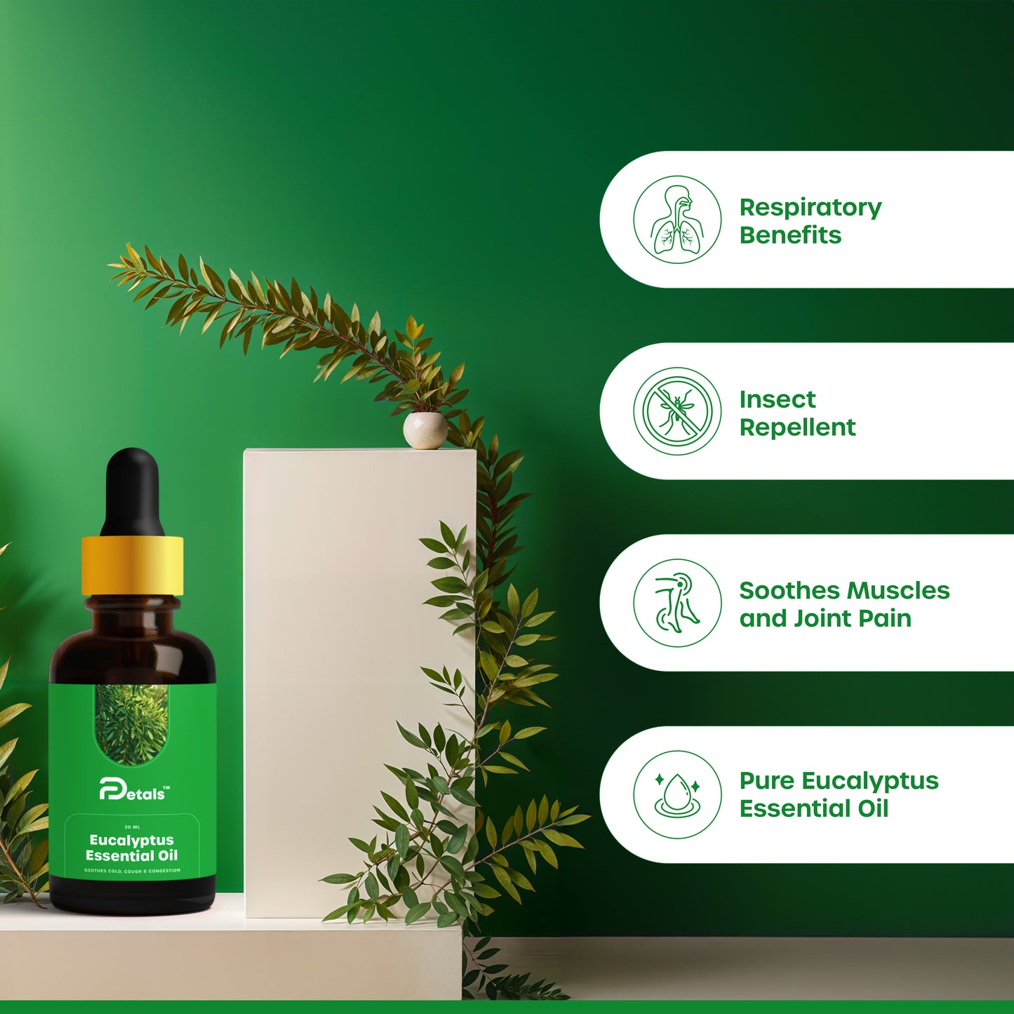 Eucalyptus Essential Oil for Soothing, Relaxation, Skin & Hair Care, Aromatherapy, Diffuser, Humidifier, Pure & Natural
