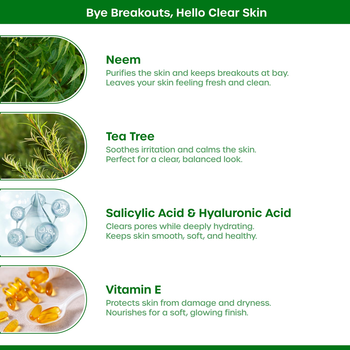 Neem and Tea Tree Facewash with Salicylic Acid & Hyaluronic Acid For Acne Prone Skin