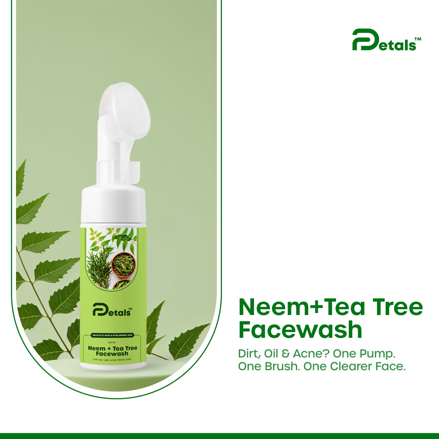 Neem and Tea Tree Facewash with Salicylic Acid & Hyaluronic Acid For Acne Prone Skin
