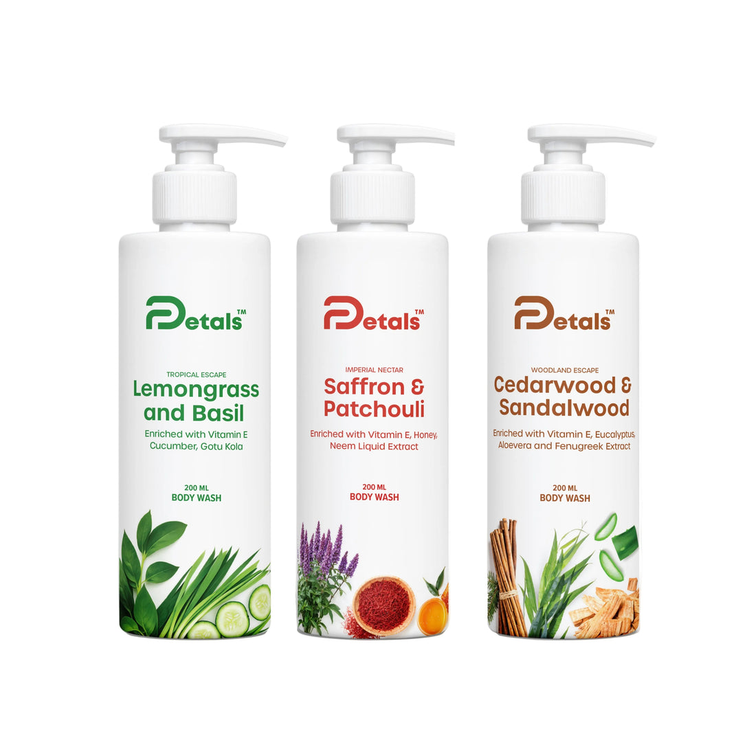 DPetals Body Wash Combo set of 3 sulphate-free shower gels