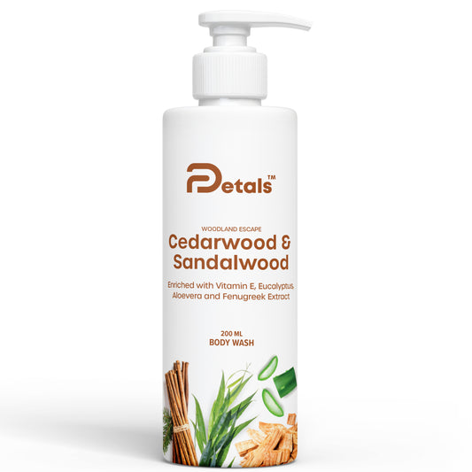 Sandalwood & Cedarwood Body Wash, Cleanses, Invigorates and Rejuvinates | Hydrates and Softens Skin | Refreshing Bath | 200ml