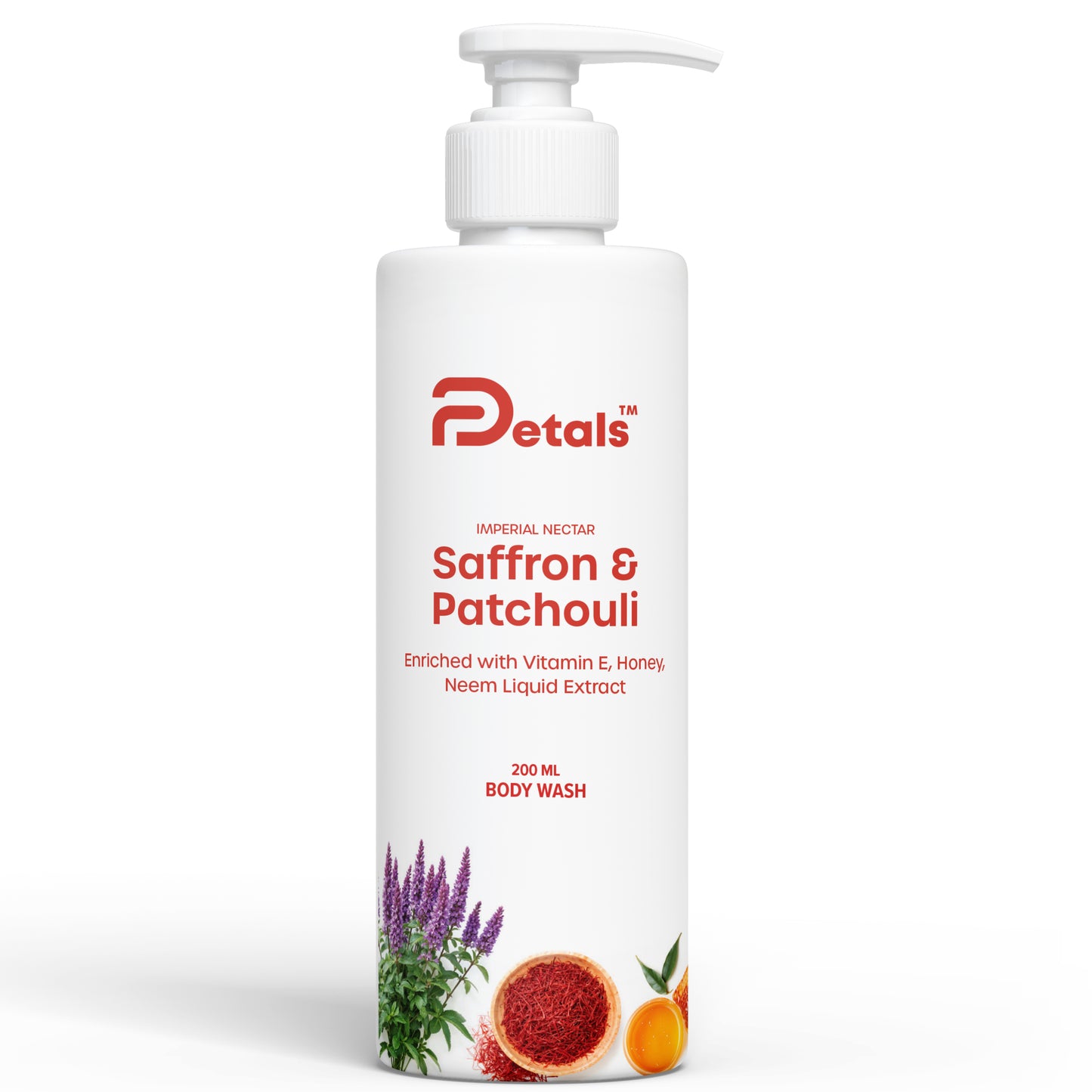 Saffron & Patchouli Body Wash, Cleanses, Nourishes and Refreshes | Hydrates and Softens Skin | Natural Glow | 200ml