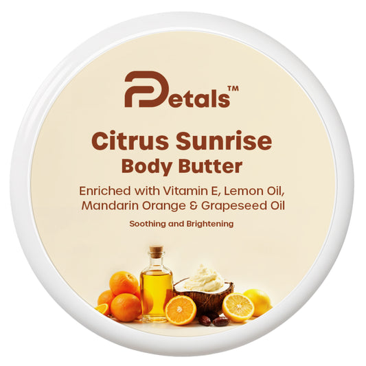 Citrus Sunrise Body Butter, Enriched with Vitamin E, Lemon Oil, Mandarin Orange & Grapeseed Oil, Soothing and Brightening