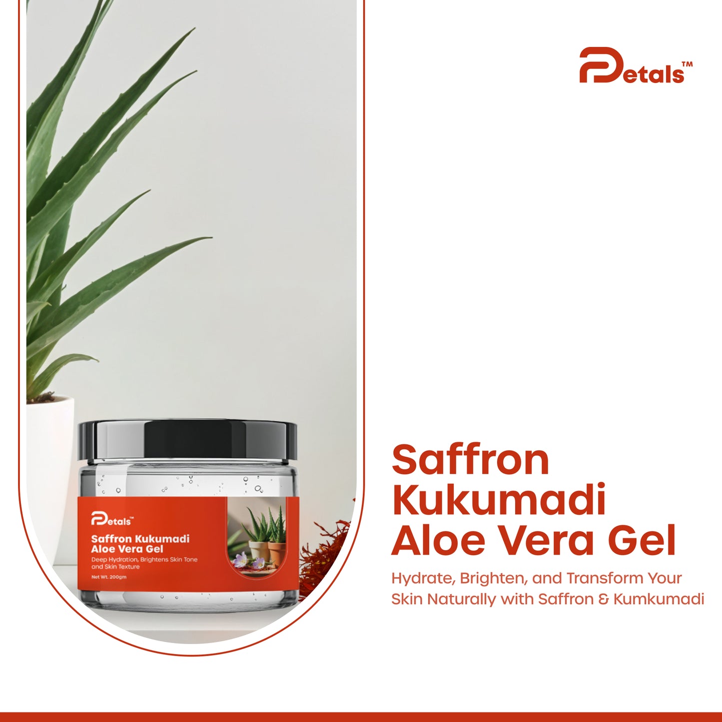 DPetals Aloe Vera Saffron Kumkumadi Gel for Deep Hydration and Soothing Moisturization For Hair, Face and Body (200 GM)