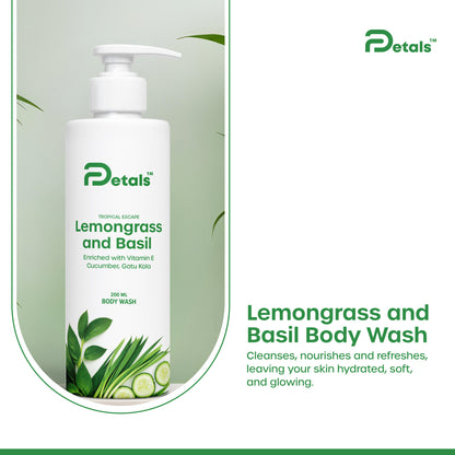 Lemongrass & Basil Body Wash, Cleanses, Nourishes and Refreshes | Hydrates and Softens Skin | Natural Glow