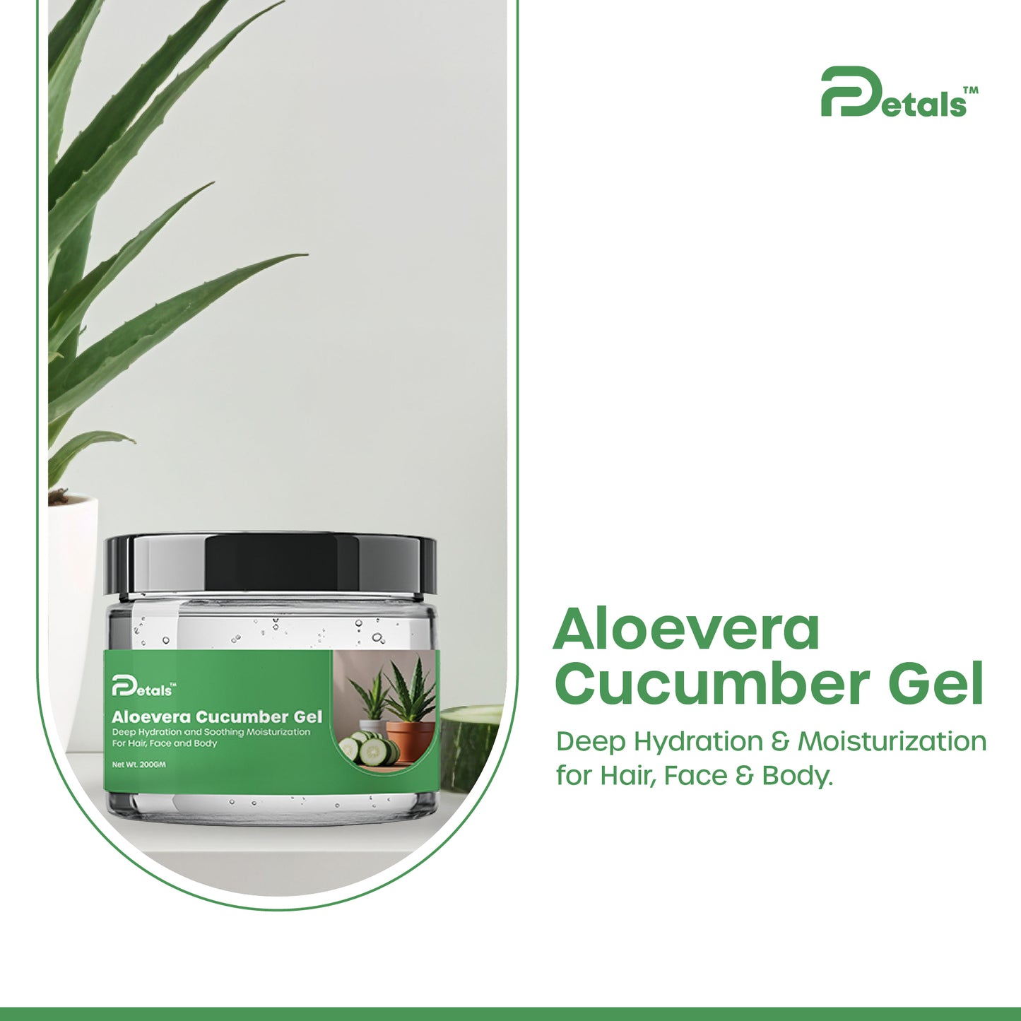 Aloevera Cucumber Gel for Deep Hydration and Soothing Moisturization For Hair, Face and Body