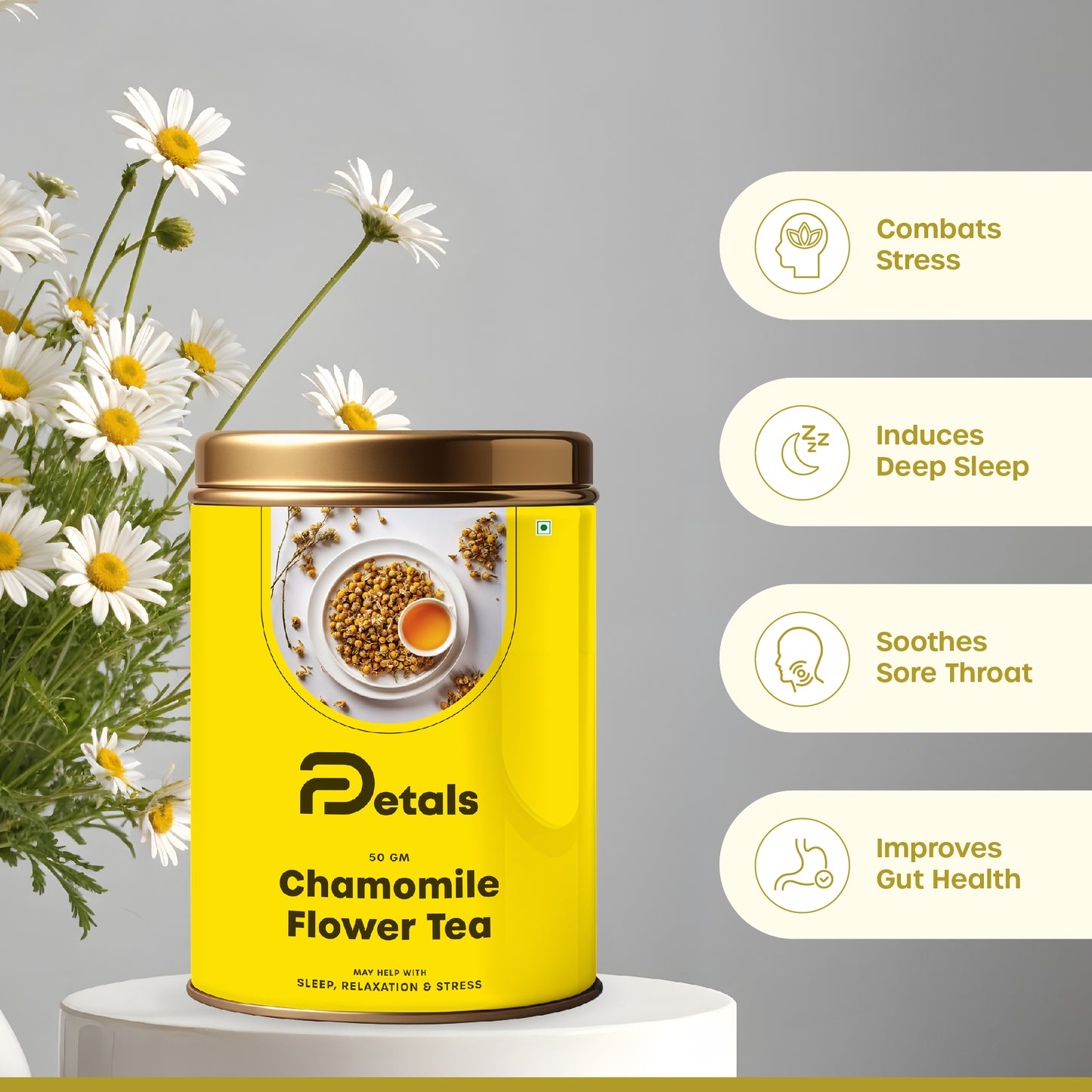 Chamomile Herbal Infusion for Calming your Senses, Relaxation and Sound Sleep, Loose Petals