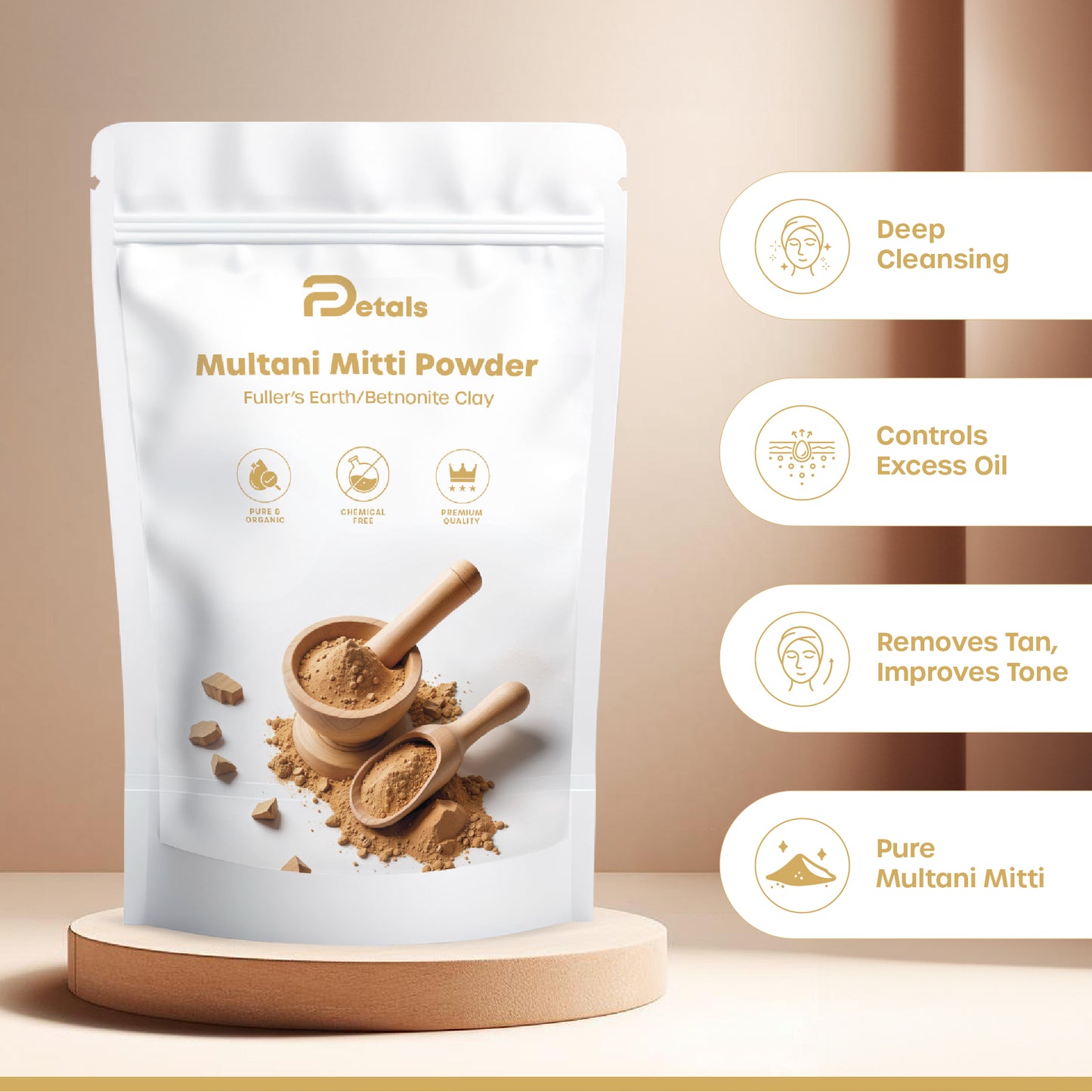 Multani Mitti Powder for Face Pack, Pure & Natural, Fuller's Earth/Betnonite Clay, Chemical Free