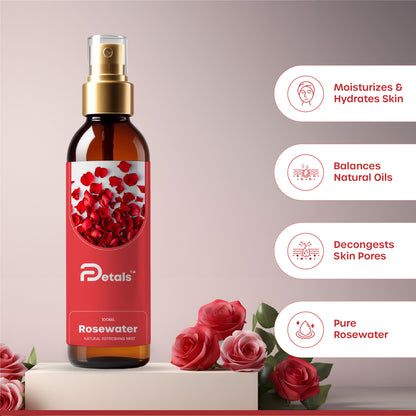 Rose Water Mist for Face, Pure Rose Petals Toner